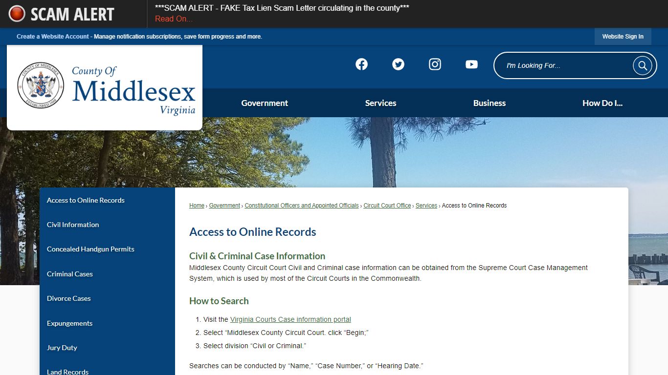 Access to Online Records | Middlesex County, VA